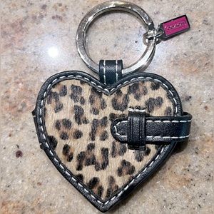 Coach Cheetah Ocelot Fur Heart Frame Key Fob/ Chain Charm, NEW (no tags)